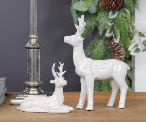 Set 2 Ceramic Christmas Deer