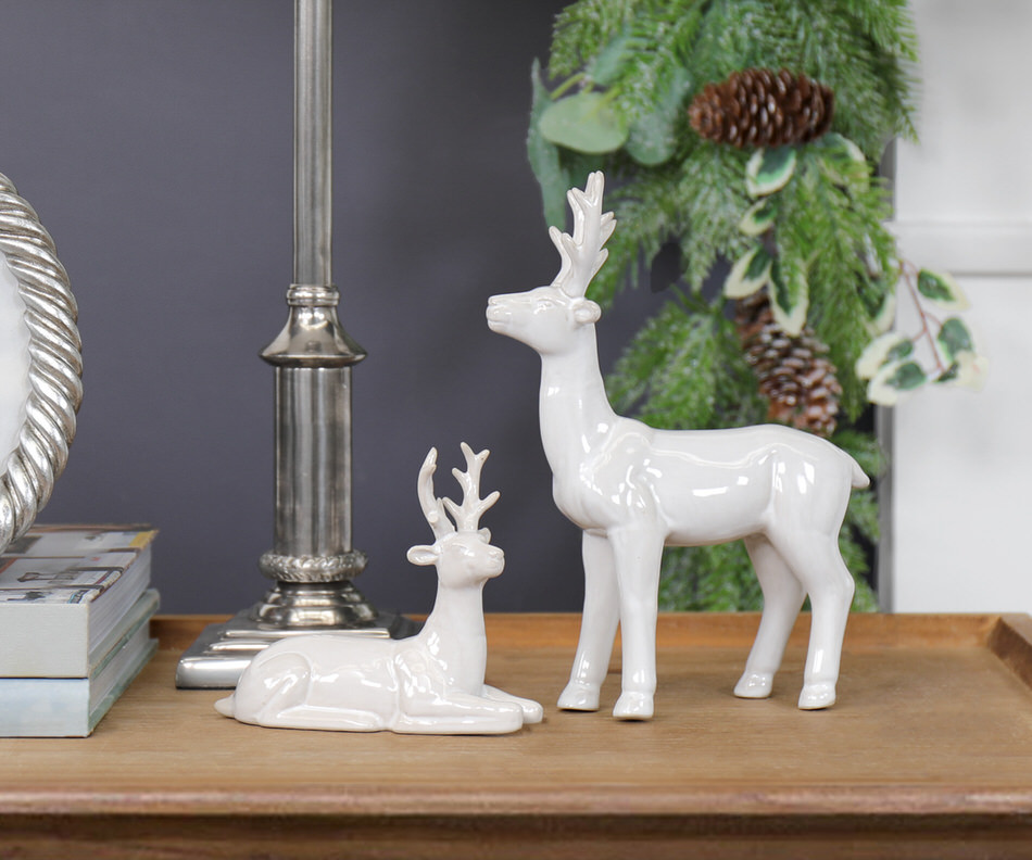 Set 2 Ceramic Christmas Deer