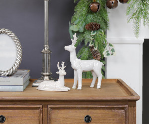 Set 2 Ceramic Christmas Deer