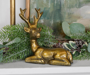 Antique Gold Deer - Seated