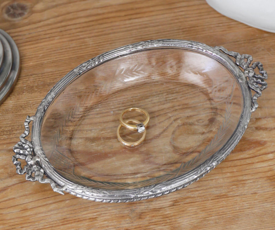 Colette Silver & Glass Trinket or Soap Dish