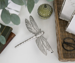 Large Wanderer Silver Dragonfly Sculture