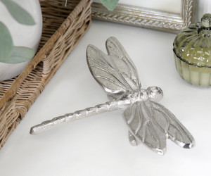 Large Wanderer Silver Dragonfly Sculture