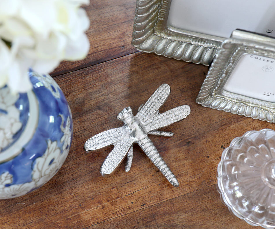 Small Wanderer Silver Dragonfly Sculture