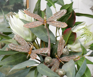 Champagne Beaded Dragonfly Stem