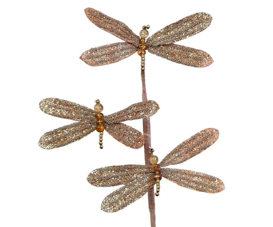 Champagne Beaded Dragonfly Stem