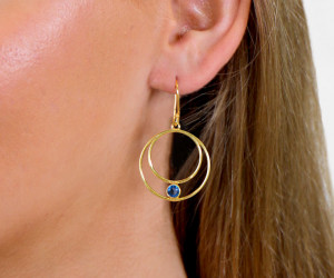 Harmony Gold Hoop Earrings - London Blue Gem