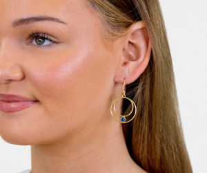 Harmony Gold Hoop Earrings - London Blue Gem