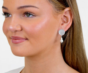 Silver Antique Coin & Pearl Drop Earrings