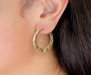 Priya Gold Hammered Hoop Earrings