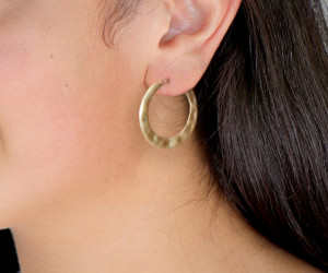 Priya Gold Hammered Hoop Earrings