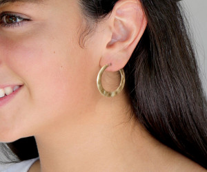 Priya Gold Hammered Hoop Earrings