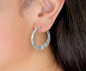 Priya Silver Hammered Hoop Earrings