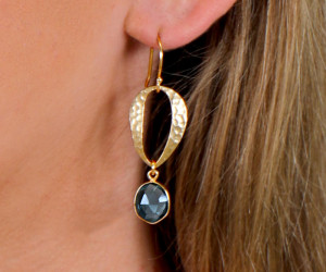 Gemma London Blue Gold Drop Earrings