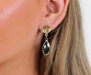 Anjalia Smoky Teardrop Gold Earrings