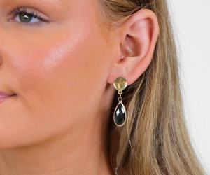 Anjalia Smoky Teardrop Gold Earrings