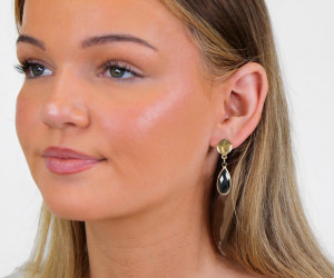 Anjalia Smoky Teardrop Gold Earrings