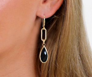 Genesis Smoky Gem Gold Teardrop Earrings