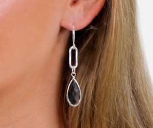 Genesis Smoky Gem Silver Teardrop Earrings