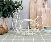 Croft Wire Egg Basket - Cream Chicken Basket