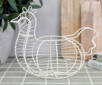 Croft Wire Egg Basket - Cream Chicken Basket