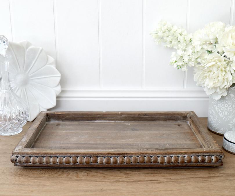 Darius Beaded Wooden Tray - Medium