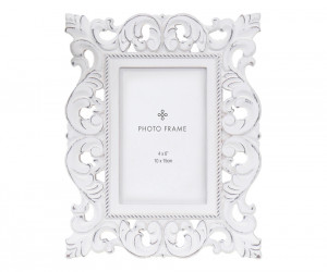 Swanford Carved White Photo Frame 4x6