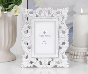 Swanford Carved White Photo Frame 4x6