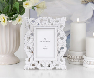 Swanford Carved White Photo Frame 4x6