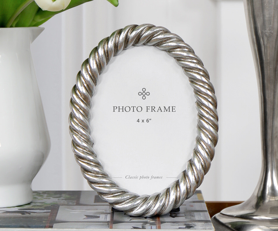 Mansfield Silver Rope Oval Photo Frame 4x6"