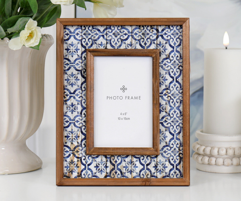 Julietta Blue & White Photo Frame 4x6"