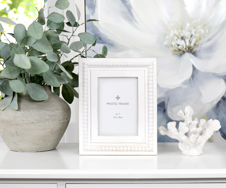 Haven Beaded White Photo Frame 5x7