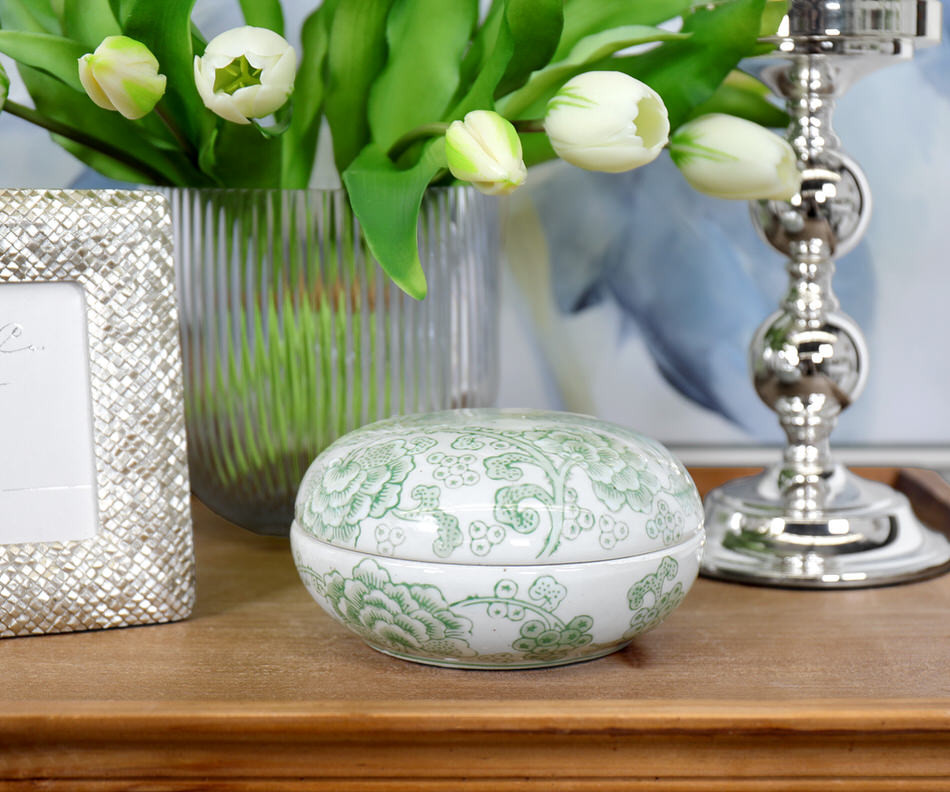 Lyssia Green Chinoiserie Trinket Box