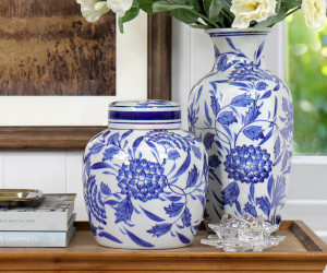 Cortesia Blue & White Floral Ginger Jar