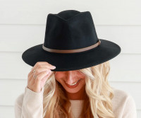 Petra Crushable Black Wool Fedora Hat