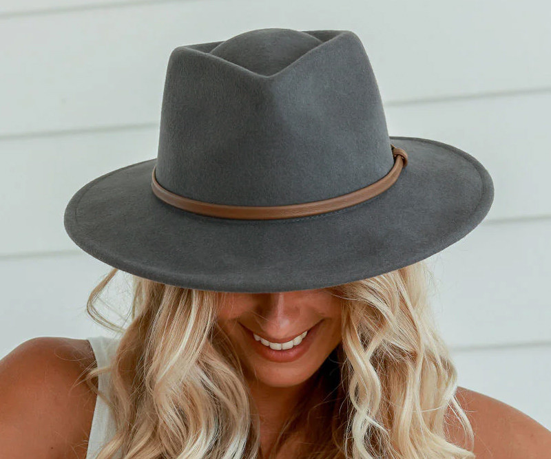 Petra Crushable Slate Wool Fedora Hat