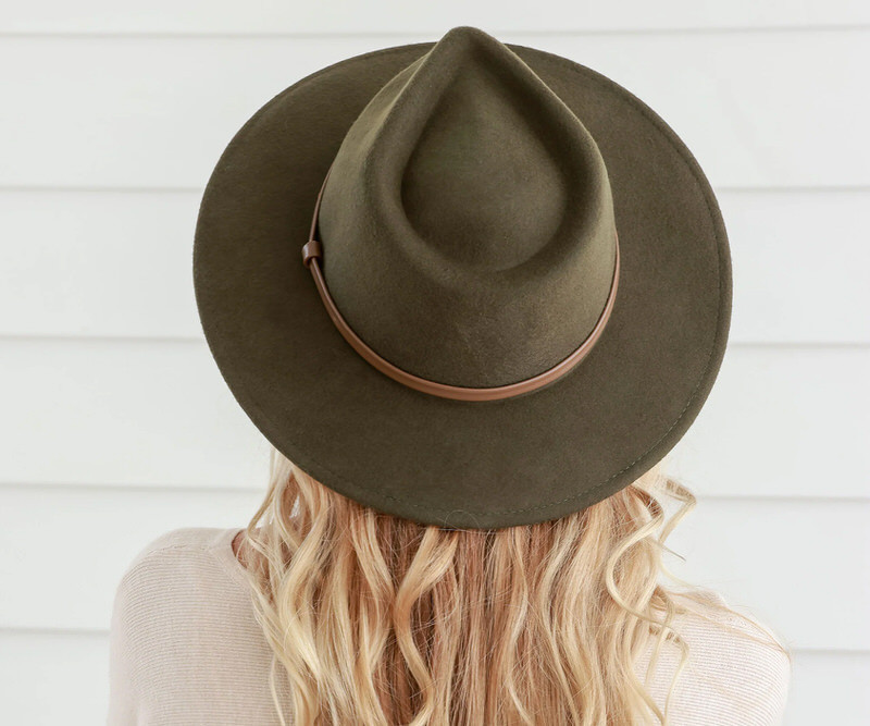 Petra Crushable Olive Wool Fedora Hat