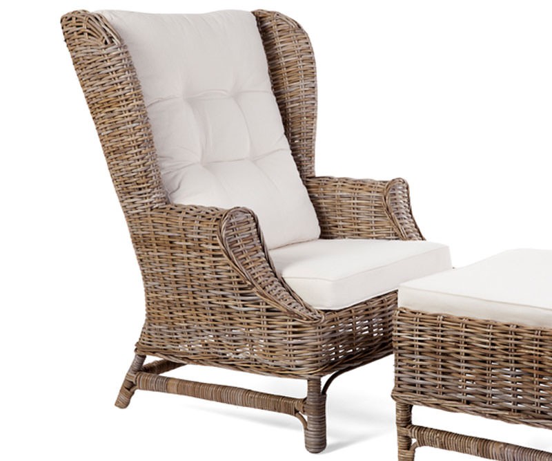 wicker wingback patio chair