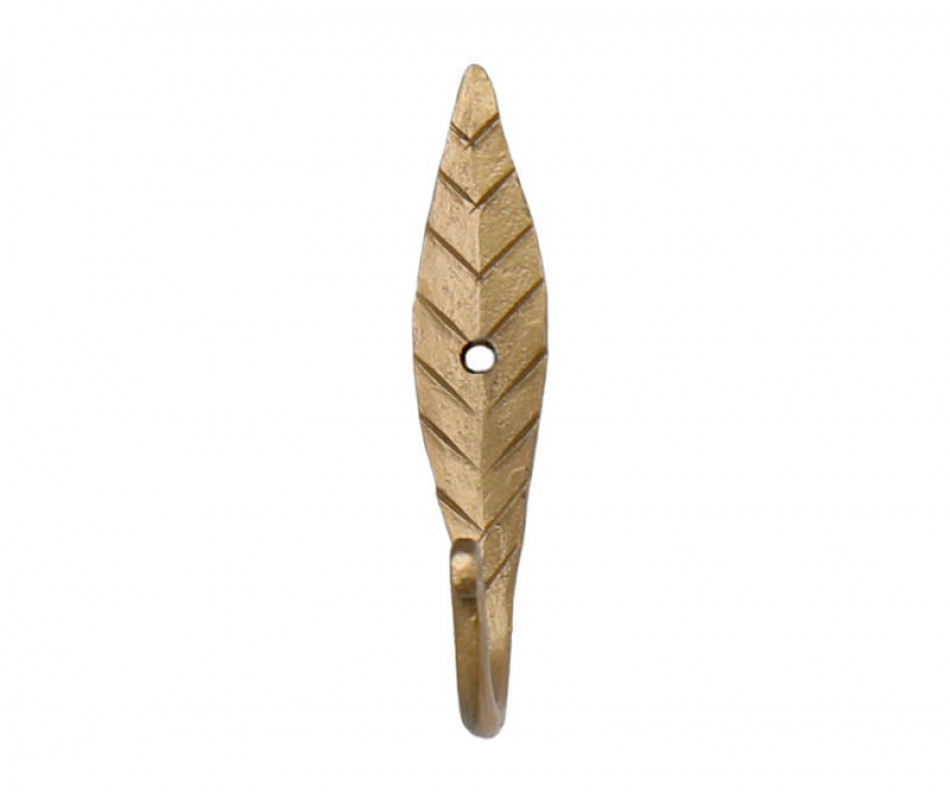 Brass Leaf Wall Hook Vintage Style 8cm