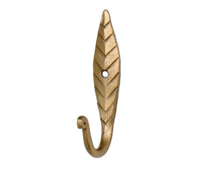 Brass Leaf Wall Hook Vintage Style 8cm