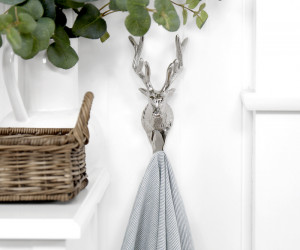 Bergen Silver Stag Wall Hook