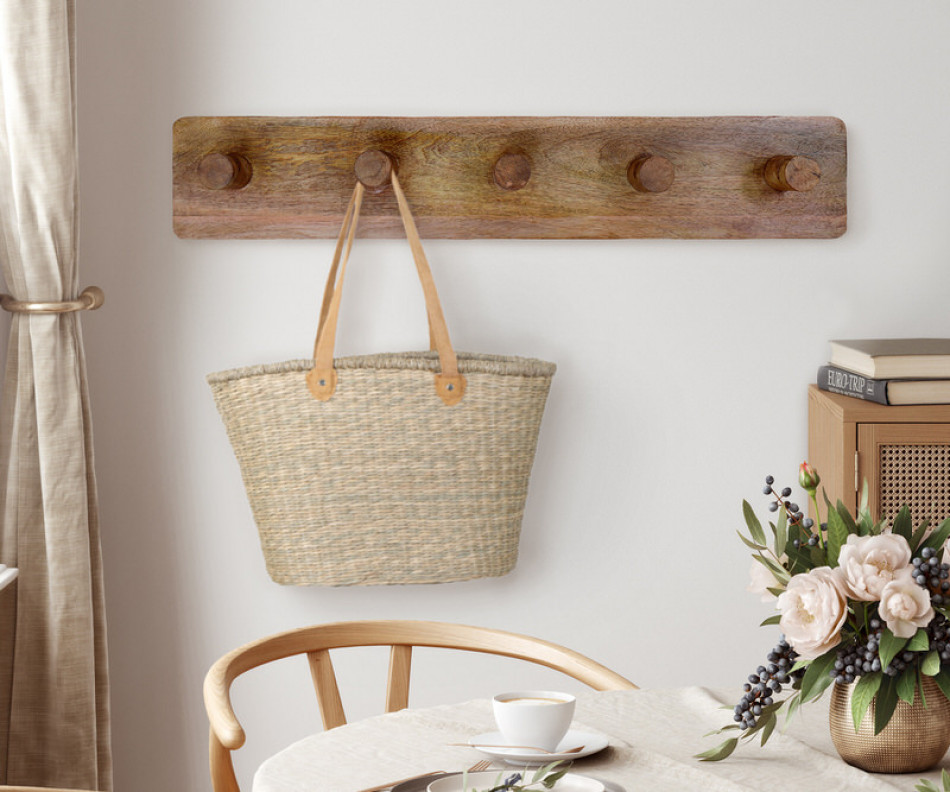 Bairnsdale 5 Hook Mango Wood Coat Rack