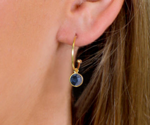 Melanie Gold Hoop Earrings - London Blue Drop