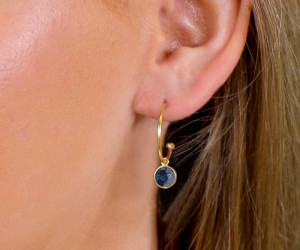 Melanie Gold Hoop Earrings - London Blue Drop