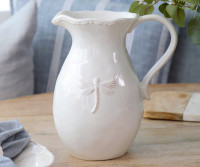 Dragonfly French Country White Jug