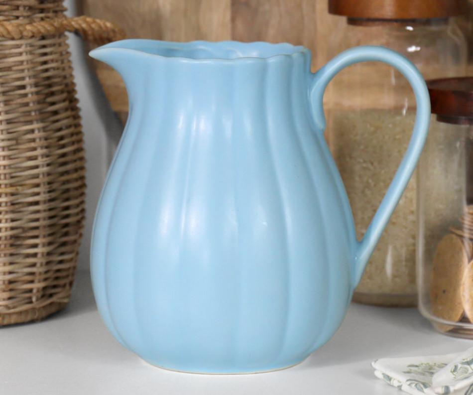 Cornflower Blue Fluted Jug