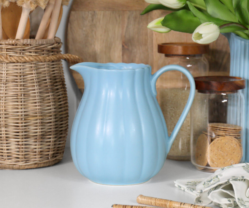 Cornflower Blue Fluted Jug
