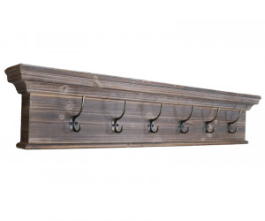 Woodford 6 Hook Brown Mantel Shelf Coat Rack