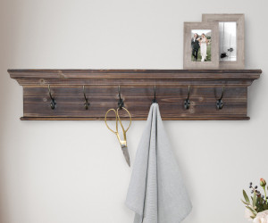 Woodford 6 Hook Brown Mantel Shelf Coat Rack