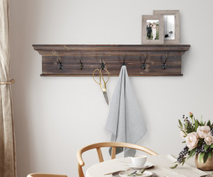 Woodford 6 Hook Brown Mantel Shelf Coat Rack